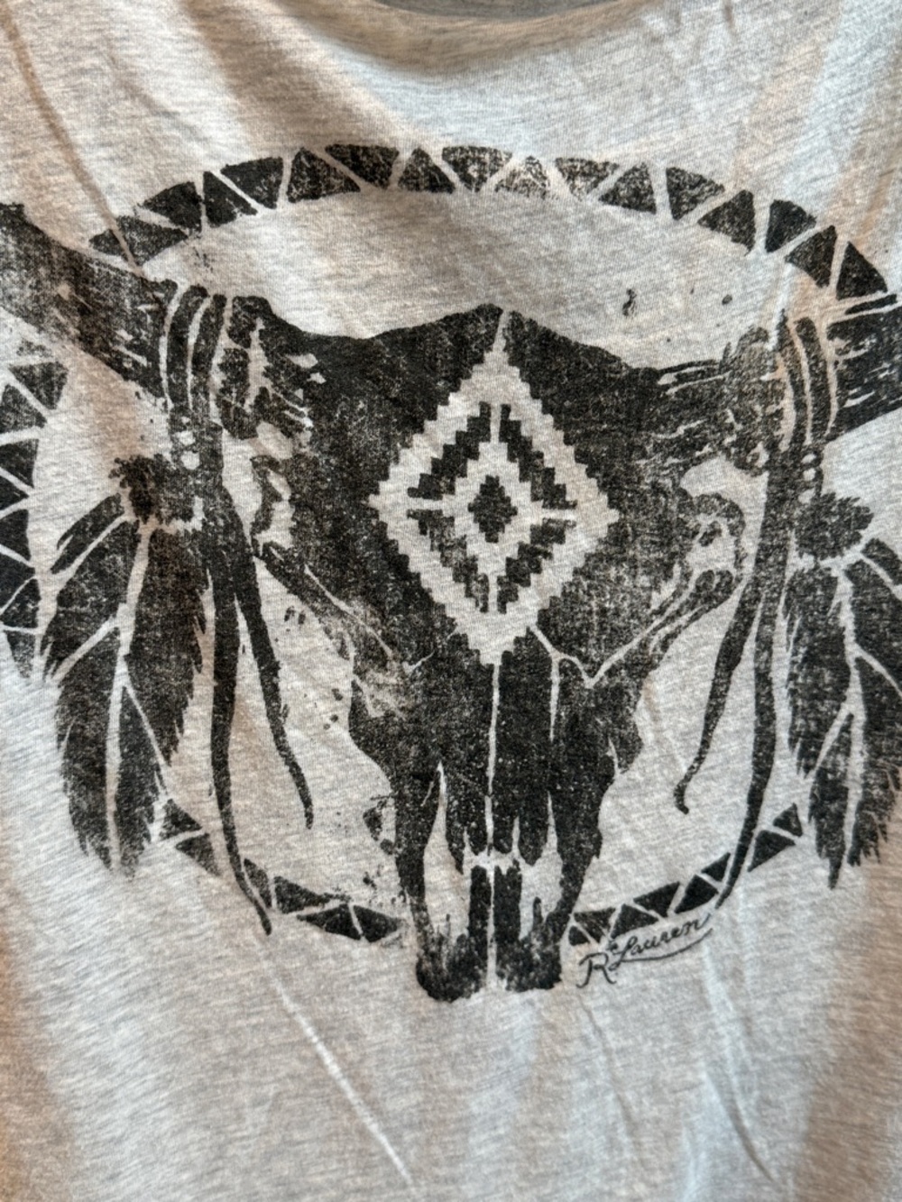 Denim & Supply Ralph Lauren Gray Short Sleeve Graphic Skull Head Tee Size M - Picture 3 of 8
